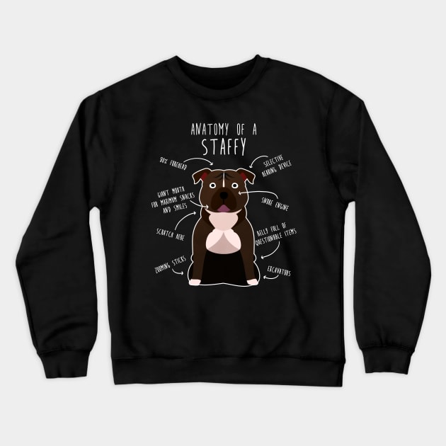 Staffordshire Terrier Staffy Anatomy Crewneck Sweatshirt by Psitta